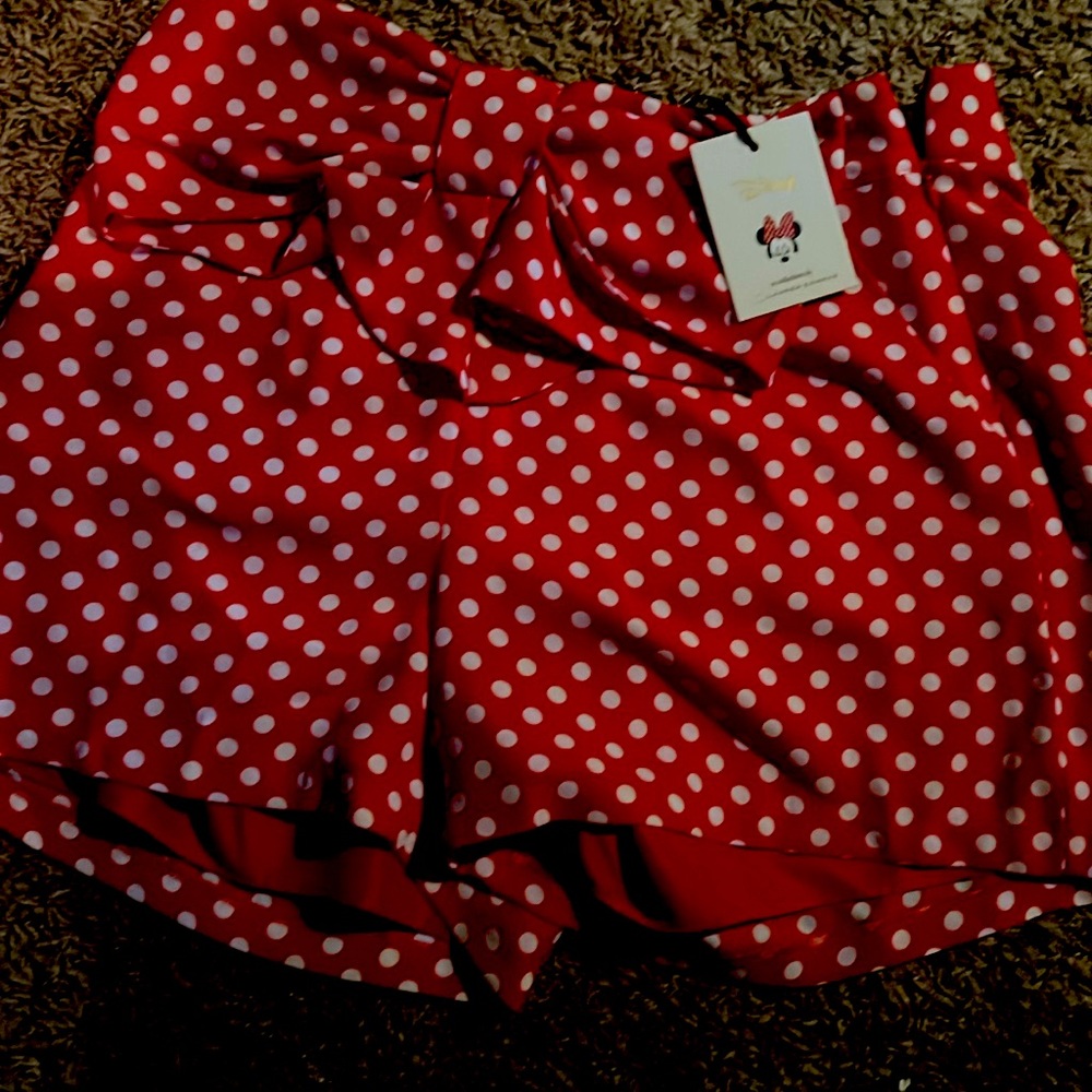 Red and white Minnie mouse polkadot shorts